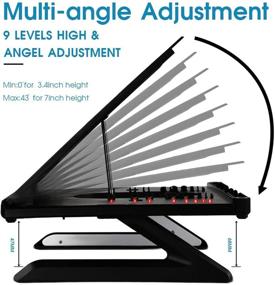 img 1 attached to 🖥️ Adjustable Ergonomic Laptop Stand with Dual Phone Holders - Multi-Angle Folding Design, Heat-Vent, Portable Stand for Laptops 10-17 Inches - Black