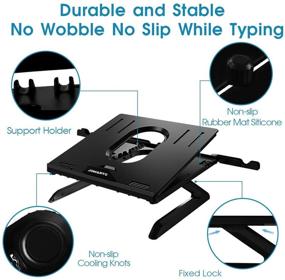 img 2 attached to 🖥️ Adjustable Ergonomic Laptop Stand with Dual Phone Holders - Multi-Angle Folding Design, Heat-Vent, Portable Stand for Laptops 10-17 Inches - Black