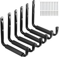🔧 black jumbo arm garage storage hooks - heavy-duty 9.5 inches utility rack for tools, bikes, jeep door - wall mounted hanger organizer with protector (6 pack) logo