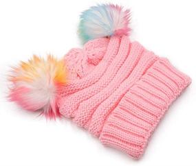 img 2 attached to 🌈 Colorful Girls' Winter Knitted Beanie - ACTLATI Accessories for Cold Weather