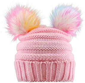 img 4 attached to 🌈 Colorful Girls' Winter Knitted Beanie - ACTLATI Accessories for Cold Weather