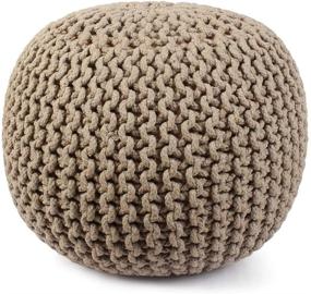 img 3 attached to 👣 Indian Artisans Handcrafted Cotton Round Footrest Pouffe Stool for Living Room, Bedroom, Nursery, Kidsroom, Patio, Lounge, Gym - 20x20x14 Inches, Beige