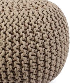 img 2 attached to 👣 Indian Artisans Handcrafted Cotton Round Footrest Pouffe Stool for Living Room, Bedroom, Nursery, Kidsroom, Patio, Lounge, Gym - 20x20x14 Inches, Beige