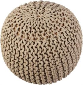img 1 attached to 👣 Indian Artisans Handcrafted Cotton Round Footrest Pouffe Stool for Living Room, Bedroom, Nursery, Kidsroom, Patio, Lounge, Gym - 20x20x14 Inches, Beige