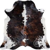 🐄 large brindle dark tricolor cowhide rug - approximately 6ft x 6-7ft (180cm x 180-210cm) - from luxury cowhides logo