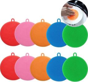 img 3 attached to 🧽 BSUDILOK 10 Pack Silicone Sponge Kitchen Dish Sponges - Non-Slip Double Sided Scrubber & Insulation Pad