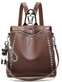 img 4 attached to 🎒 Stylish Women's PU Leather Backpack Purse: JOSEKO Fashion Shoulder School Bag with Rivet Studs