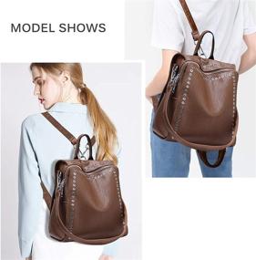 img 3 attached to 🎒 Stylish Women's PU Leather Backpack Purse: JOSEKO Fashion Shoulder School Bag with Rivet Studs