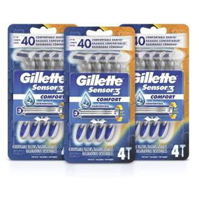 img 4 attached to 💆 12-Count Gillette Sensor3 Comfort Disposable Razors for Men with Water-Activated Comfortgel Technology - Enhancing Ultimate Comfort