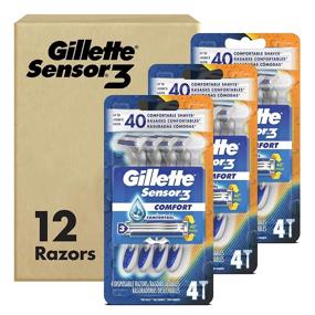 img 3 attached to 💆 12-Count Gillette Sensor3 Comfort Disposable Razors for Men with Water-Activated Comfortgel Technology - Enhancing Ultimate Comfort