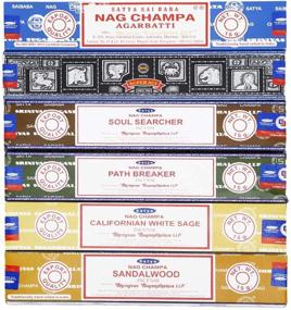 img 4 attached to 🌸 Exquisite Set of 6 Satya Incense Sticks: Nag Champa, Super Hit, Path Breaker, Soul Searcher, Sandalwood, Californian White Sage - 15 Grams Each