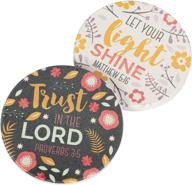 🌸 enhance your car's aesthetic with trust in the lord let your light shine floral absorbent ceramic car coasters - pack of 2 logo