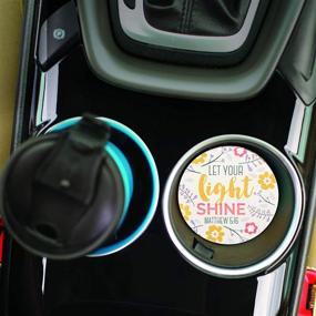 img 3 attached to 🌸 Enhance Your Car's Aesthetic with Trust in The Lord Let Your Light Shine Floral Absorbent Ceramic Car Coasters - Pack of 2