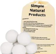 6 xl pack of simple natural products wool dryer balls - reusable wrinkle and static guard - unscented fabric softener and dryer sheets replacement for sensitive skin logo