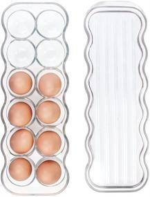 img 1 attached to 🥚 mDesign Clear Stackable Egg Tray Holder with Lid - Convenient Refrigerator Organizer for 12 Eggs - Space-Saving Storage Container with Handle