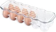 🥚 mdesign clear stackable egg tray holder with lid - convenient refrigerator organizer for 12 eggs - space-saving storage container with handle логотип