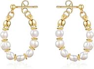 exquisite pearl hoop earrings: handmade 925 silver baroque cultured pearls, vintage style, hypoallergenic, 18k gold plated jewelry for women and girls logo