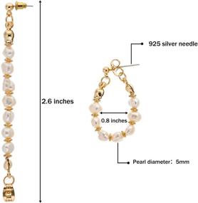 img 1 attached to Exquisite Pearl Hoop Earrings: Handmade 925 Silver Baroque Cultured Pearls, Vintage Style, Hypoallergenic, 18K Gold Plated Jewelry for Women and Girls