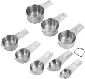 img 2 attached to 🥄 8 Piece Set of Stainless Steel Measuring Cups: Includes 1/16 cup, 1/8 cup, 1/4 cup, 1/3 cup, 1/2 cup, 2/3 cup, 3/4 cup, and 1 cup