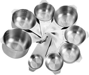 img 3 attached to 🥄 8 Piece Set of Stainless Steel Measuring Cups: Includes 1/16 cup, 1/8 cup, 1/4 cup, 1/3 cup, 1/2 cup, 2/3 cup, 3/4 cup, and 1 cup