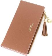 wallets for women leather cell phone case holster bag long slim credit card holder cute minimalist coin purse thin large capacity zip clutch handbag wallet for girls and boys ladies (brown) logo