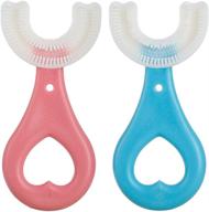 advanced kids u-shaped toothbrush: food grade soft silicone brush head, 360° oral teeth cleaning design logo