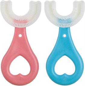 img 4 attached to Advanced Kids U-Shaped Toothbrush: Food Grade Soft Silicone Brush Head, 360° Oral Teeth Cleaning Design