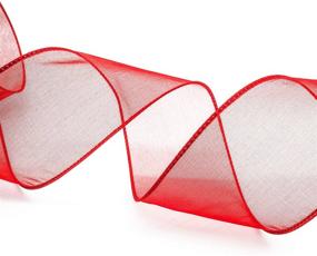 img 2 attached to 🎁 CT CRAFT LLC Sheer Organza Wired Ribbon for Home Decor, Gift Wrapping, DIY Crafts - 2.5” x 25 Yards x 2 Rolls - Red