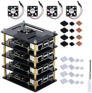 geeekpi 4-layer cluster case for raspberry pi 4, with cooling fan and heatsink, acrylic rack case stackable for raspberry pi 3b+, 3/2 model b logo