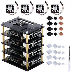 img 4 attached to GeeekPi 4-Layer Cluster Case for Raspberry Pi 4, with Cooling Fan and Heatsink, Acrylic Rack Case Stackable for Raspberry Pi 3B+, 3/2 Model B