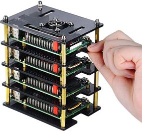 img 1 attached to GeeekPi 4-Layer Cluster Case for Raspberry Pi 4, with Cooling Fan and Heatsink, Acrylic Rack Case Stackable for Raspberry Pi 3B+, 3/2 Model B