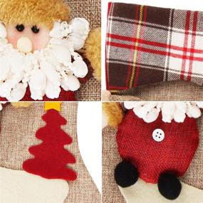img 3 attached to 🧦 Aitey Christmas Stocking Set - 18-inch Santa, Snowman, and Reindeer Plush Characters with Faux Fur Cuff - Xmas Decorations Party Accessory (Short Hat2)