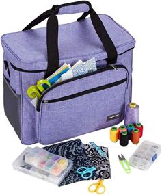 img 2 attached to 🧵 HOMEST Universal Sewing Machine Case with Multiple Pockets for Notions - Perfect for Singer Quantum Stylist 9960 and Heavy Duty 4423 Sewing Machines - Stylish Purple Tote Bag