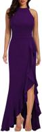 👗 woosea women's high neck split bodycon mermaid evening cocktail maxi dress logo