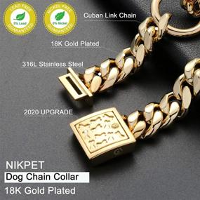 img 1 attached to 🐶 Premium 18K Gold Chain Dog Martingale Collar with Secure Buckle and Bell - Cuban Link Design for Small, Medium, Large Dogs - Strong Chew Proof Slip Collar