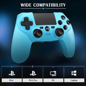 img 3 attached to 🎮 Berry Blue Wireless Controller for PS4/Pro/3/Slim/PC - Replacement Gamepad with Dual Vibration and Audio Function
