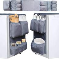 suction cup fridge caddy organizer with double side, ideal for 🗄️ dorms and offices, 9 pockets for flatware, utensils, kitchen tools, and paper goods логотип