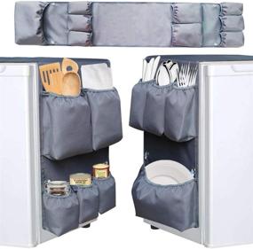 img 4 attached to Suction Cup Fridge Caddy Organizer with Double Side, Ideal for 🗄️ Dorms and Offices, 9 Pockets for Flatware, Utensils, Kitchen Tools, and Paper Goods