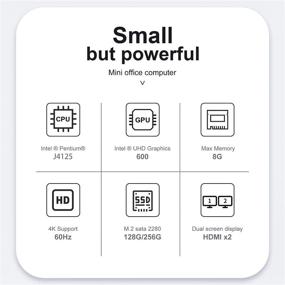 img 1 attached to Биллинк ГК Мини Windows 10 Pro мини-ПК, процессор Intel Celeron J4125, 8 ГБ DDR4/128 ГБ SSD, Гигабитный Ethernet, 4K HD, Двойной HDMI, Двойной WiFi, Bluetooth 4.0, вентилятор, поддержка автоматического включения.