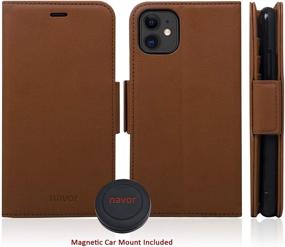 img 3 attached to 🚗 Navor Universal Car Mount & Detachable Magnetic Wallet Case with RFID Protection for iPhone 11 [6.1 inch], Vajio Series - Brown [IP11VJKTBR]