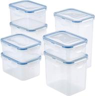 🔒 14-piece locknlock easy essentials tall rectangle food storage lids/airtight containers - bpa free, clear logo