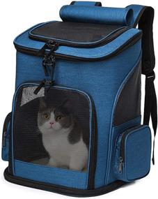 img 4 attached to ELEGX Expandable Collapsible Pet Carrier Backpack: Ideal Travel Bag for Small Dogs Cats, Breathable and Convenient (05Blue)