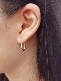 img 2 attached to Minimalist Small Hoop Earrings for Women Girls | Tiny Cute Safety Pin Cartilage Sterling Silver | Simple Chic Hypoallergenic Ear Piercing Fashion Jewelry