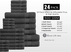 img 2 attached to 🛁 Premium 24 Piece Grey Bath Towel Set - Luxury Oversize Bath Sheets, Ultra Absorbent 100% Ring Spun Cotton, Includes 2 Bath Sheets, 4 Bath Towels, 6 Hand Towels, 8 Wash Cloths, and 4 Fingertip Towels