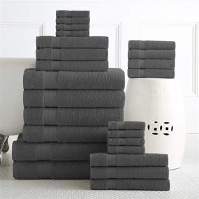 img 1 attached to 🛁 Premium 24 Piece Grey Bath Towel Set - Luxury Oversize Bath Sheets, Ultra Absorbent 100% Ring Spun Cotton, Includes 2 Bath Sheets, 4 Bath Towels, 6 Hand Towels, 8 Wash Cloths, and 4 Fingertip Towels
