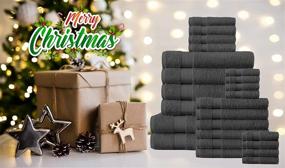 img 3 attached to 🛁 Premium 24 Piece Grey Bath Towel Set - Luxury Oversize Bath Sheets, Ultra Absorbent 100% Ring Spun Cotton, Includes 2 Bath Sheets, 4 Bath Towels, 6 Hand Towels, 8 Wash Cloths, and 4 Fingertip Towels