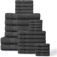 🛁 premium 24 piece grey bath towel set - luxury oversize bath sheets, ultra absorbent 100% ring spun cotton, includes 2 bath sheets, 4 bath towels, 6 hand towels, 8 wash cloths, and 4 fingertip towels logo