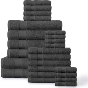 img 4 attached to 🛁 Premium 24 Piece Grey Bath Towel Set - Luxury Oversize Bath Sheets, Ultra Absorbent 100% Ring Spun Cotton, Includes 2 Bath Sheets, 4 Bath Towels, 6 Hand Towels, 8 Wash Cloths, and 4 Fingertip Towels