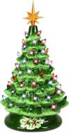 🎄 goplus 15in pre-lit hand-painted ceramic christmas tree: multicolored lights, forever lighted centerpiece for tabletop xmas decor логотип