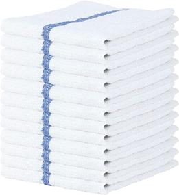 img 4 attached to Premium Arkwright Bar Mop Towels, 12-Pack (16x19), Multipurpose Cleaning 🧼 Tea Towels for Home, Hotels, and Restaurants - Blue Stripe, Cotton